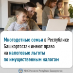 Многодетные семьи в Республике Башкортостан имеют право на налоговые льготы по имущественным налогам